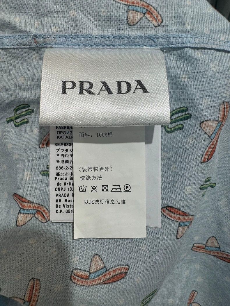 Prada PRADA Blue Printed Long Sleeve Shirt Size US M / EU 48-50 / 2 - 4 Thumbnail