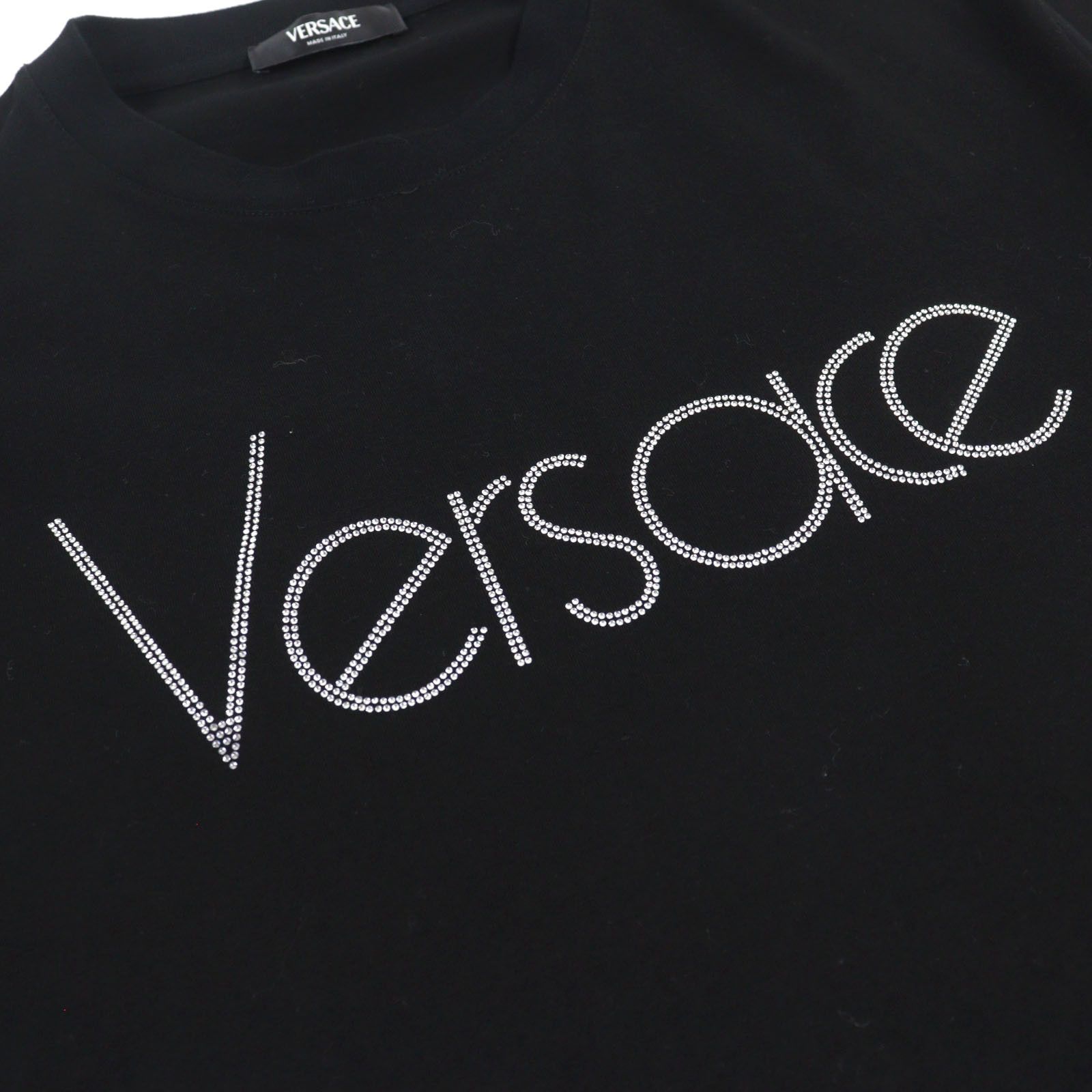 Versace Versace Versace Jeweled Logo Cotton T-shirt Cotton T-Shirts Size ONE SIZE - 4 Thumbnail