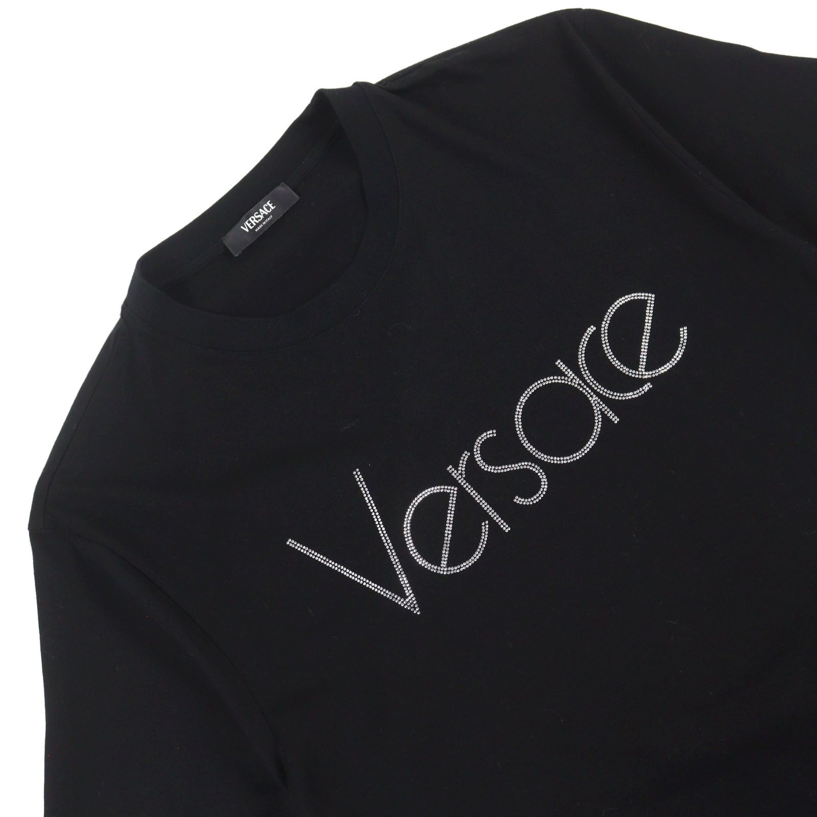 Versace Versace Versace Jeweled Logo Cotton T-shirt Cotton T-Shirts Size ONE SIZE - 2 Thumbnail