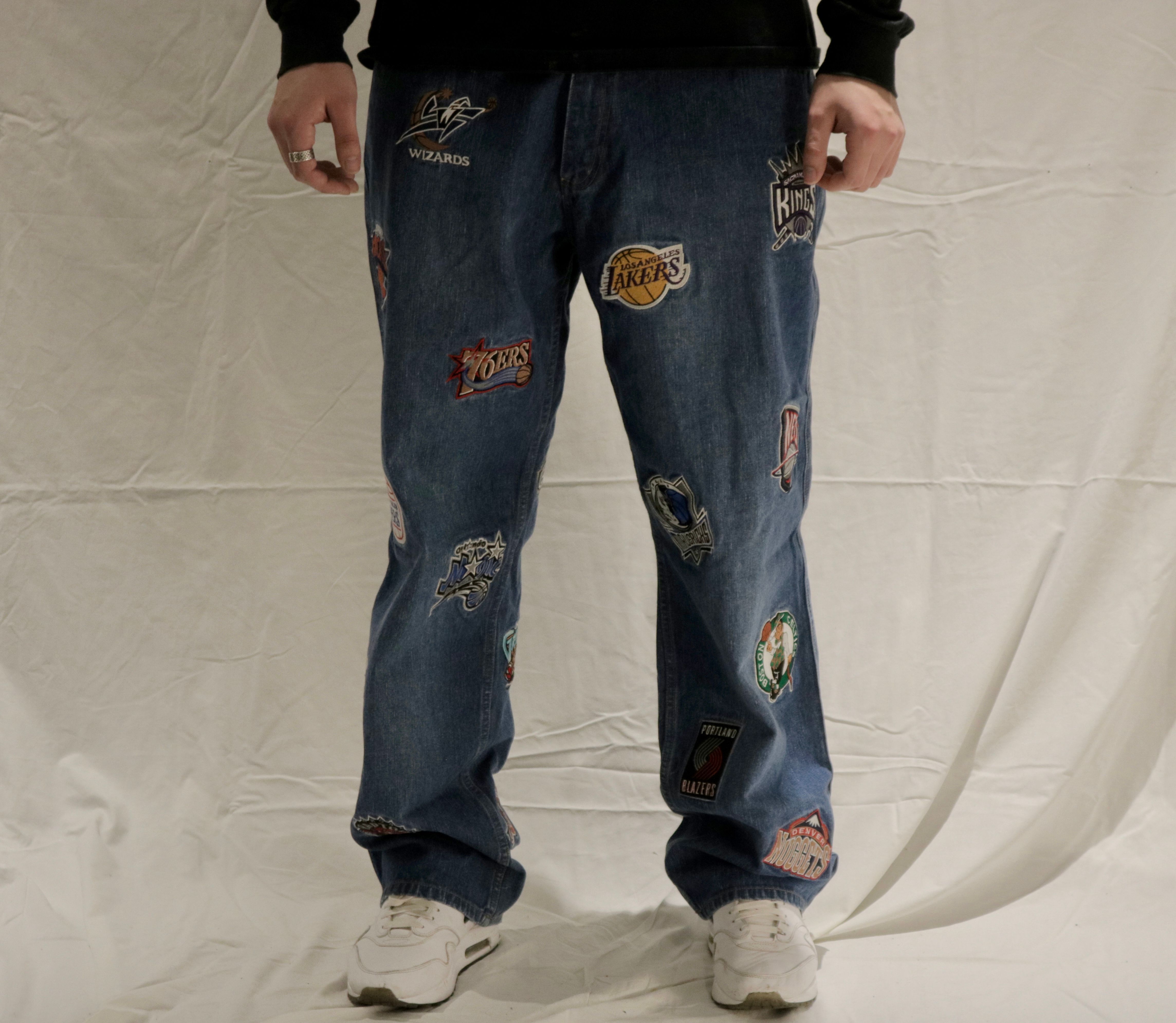 Vintage UNK Jeans Men's 38 Multicolor Retro NBA Team Patches