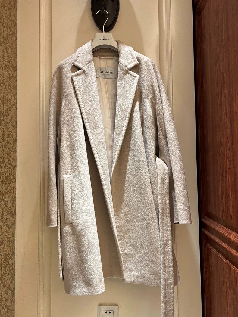 Max Mara MaxMara Beige Belted Wool Coat Size L / US 10 / IT 46 - 4 Thumbnail