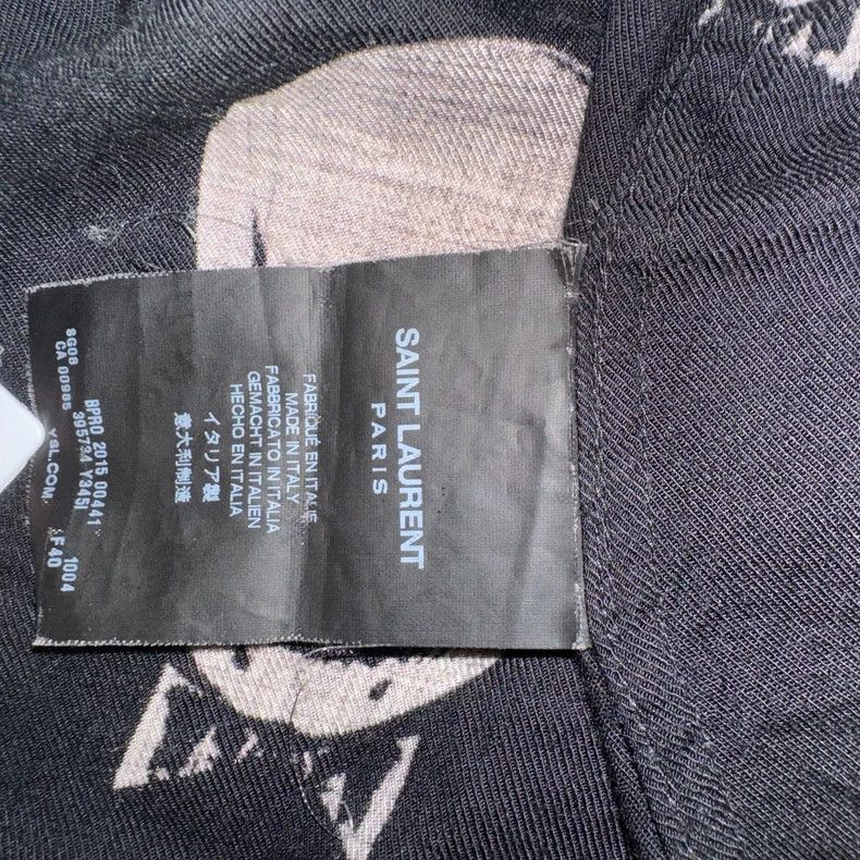 Saint Laurent Paris Saint Laurent Skull Print Silk Shirt Size US M / EU 48-50 / 2 - 5 Thumbnail