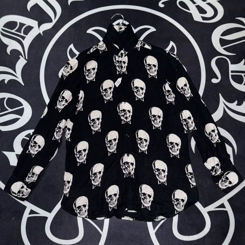 Saint Laurent Paris Saint Laurent Skull Print Silk Shirt Size US M / EU 48-50 / 2 - 2 Thumbnail