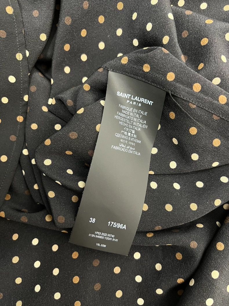 Saint Laurent Paris Saint Laurent Silk Polka Dot Button-Up Shirt Size US M / EU 48-50 / 2 - 5 Thumbnail