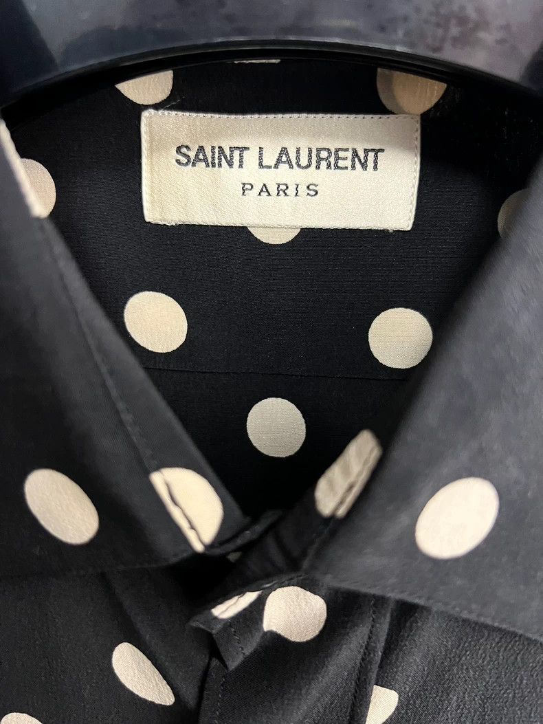 Saint Laurent Paris Saint Laurent Polka Dot Silk Button-Up Shirt Size US L / EU 52-54 / 3 - 3 Thumbnail