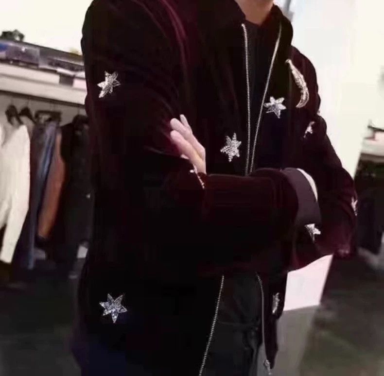 Hedi Slimane Saint Laurent 2016FW Velvet Star Moon Jacket Size US M / EU 48-50 / 2 - 8 Thumbnail