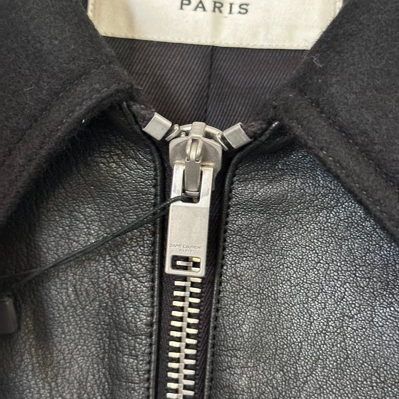 Hedi Slimane Saint Laurent Wool Leather Trim Jacket Size US M / EU 48-50 / 2 - 6 Thumbnail
