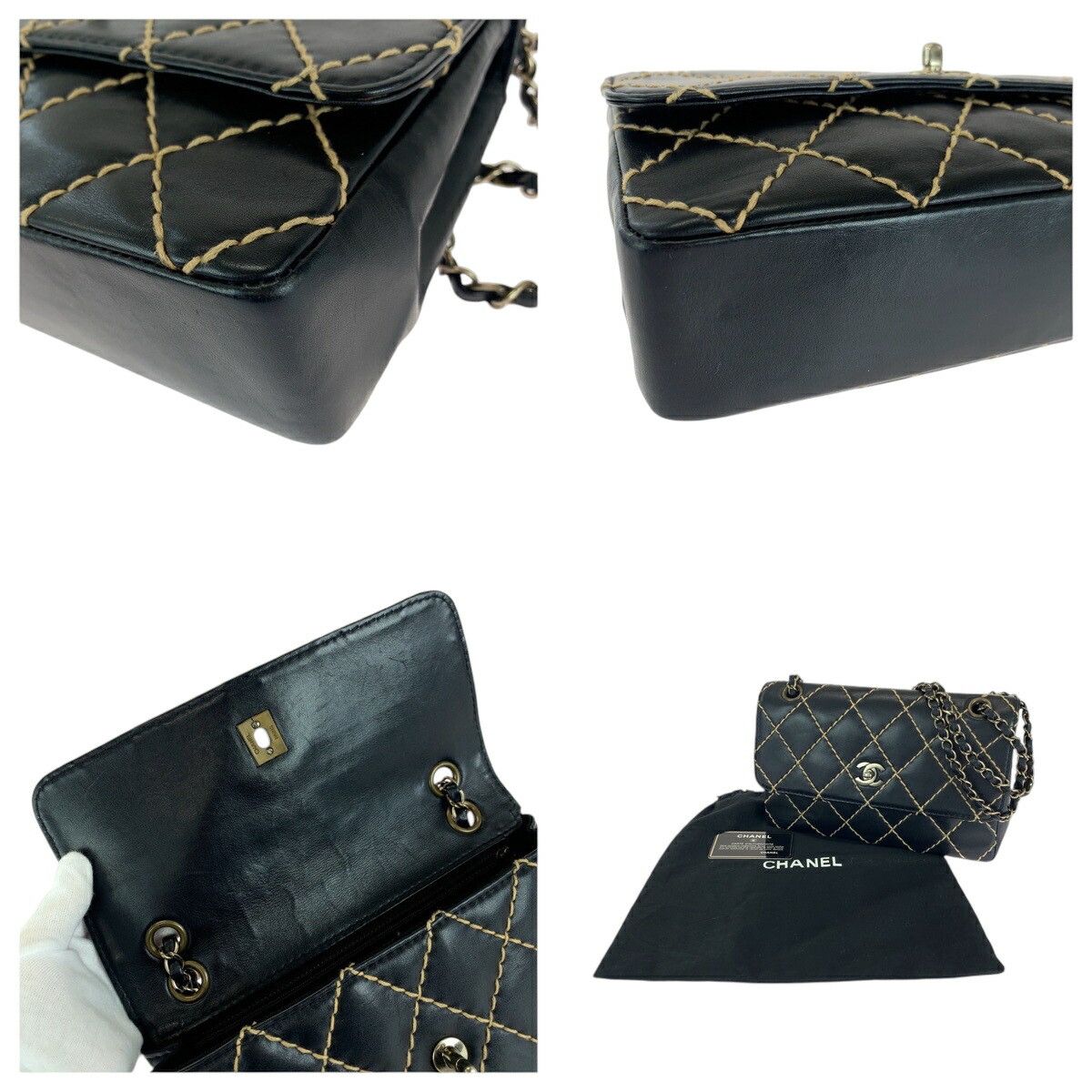 Chanel Chanel Chanel Coco Mark Wild Stitch Lambskin Shoulder Bag Leather Shoulder Bag Size ONE SIZE - 6 Thumbnail