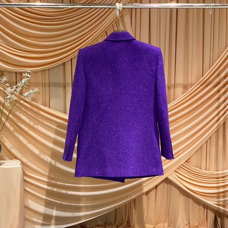 Saint Laurent Paris Saint Laurent Purple Wool Blazer Coat Size US L / EU 52-54 / 3 - 2 Thumbnail