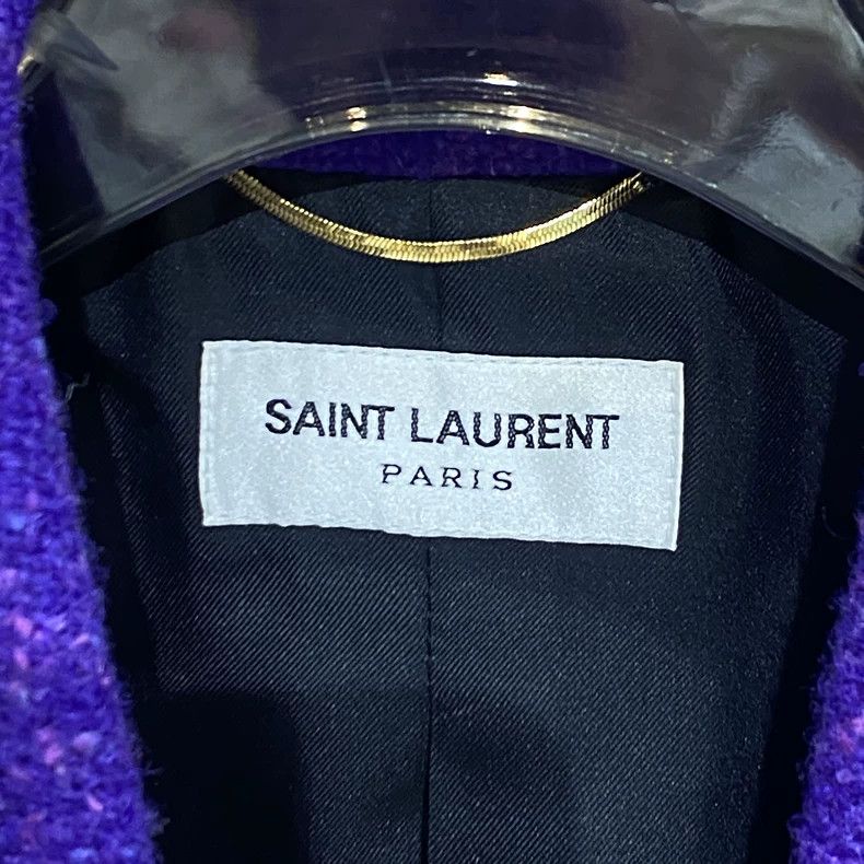 Saint Laurent Paris Saint Laurent Purple Wool Blazer Coat Size US L / EU 52-54 / 3 - 3 Thumbnail