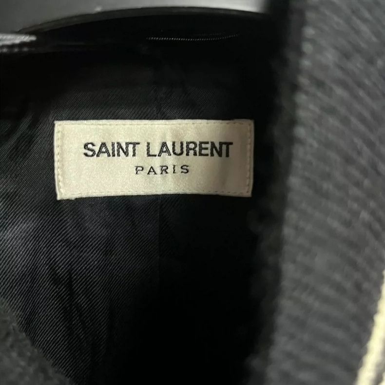 Saint Laurent Paris Saint Laurent Gray Wool Stripe Bomber Jacket Size US L / EU 52-54 / 3 - 3 Thumbnail