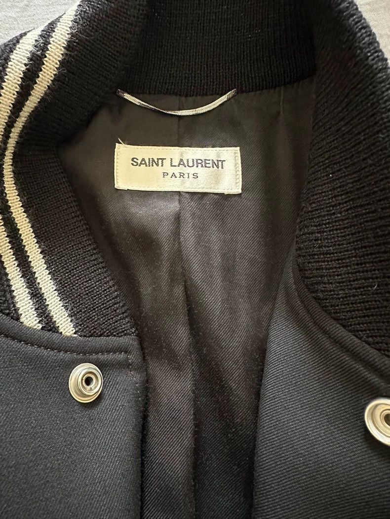 Yves Saint Laurent YSL Classic Black Wool Leather Bomber Jacket Size US M / EU 48-50 / 2 - 3 Thumbnail