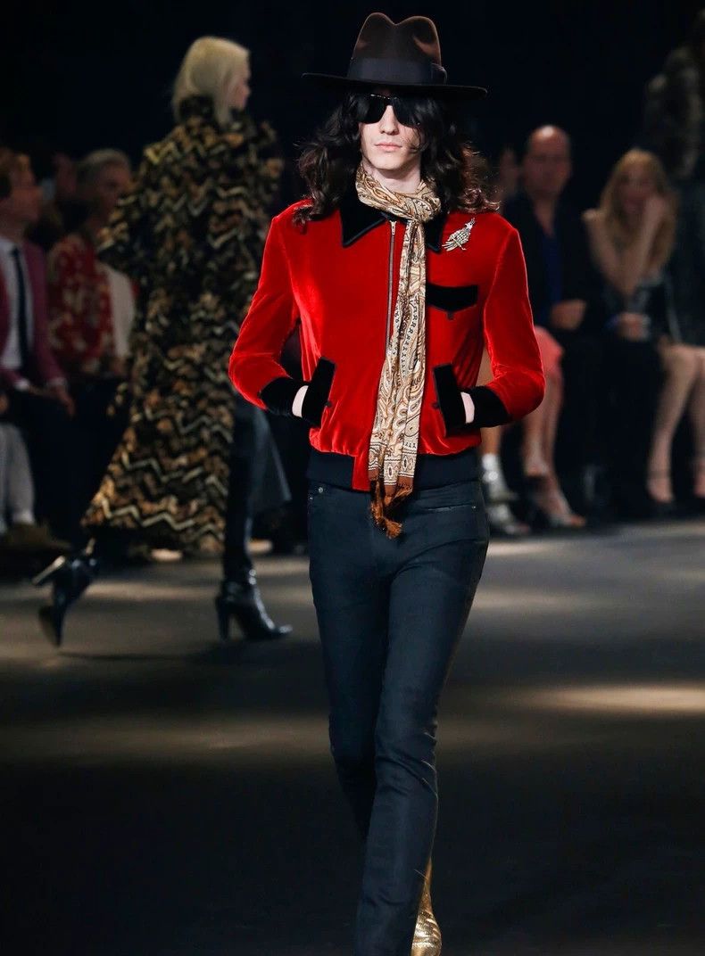 Hedi Slimane YSL SLP Red Velvet Jacket Coat Size US M / EU 48-50 / 2 - 7 Thumbnail