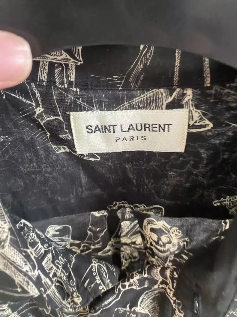 Saint Laurent Paris Saint Laurent Skull Print Short Sleeve Shirt Size US L / EU 52-54 / 3 - 3 Thumbnail