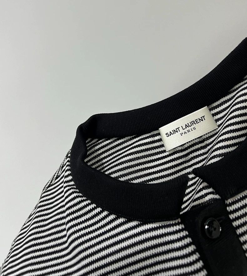 Saint Laurent Paris Saint Laurent Paris Striped Short Sleeve Polo Size US S / EU 44-46 / 1 - 5 Thumbnail