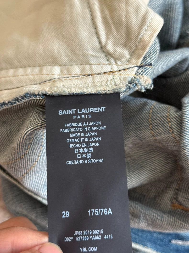 Saint Laurent Paris YSL D02 Distressed Blue Denim Jeans Size US 29 - 7 Thumbnail