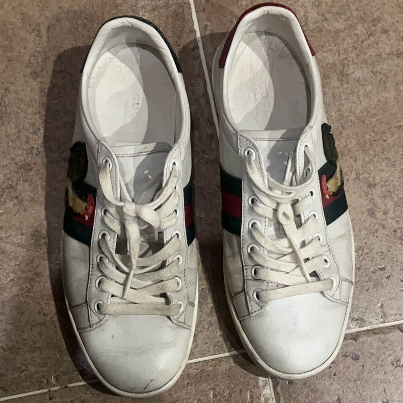 Gucci Gucci Leather Low-Top Sneakers with Embroidery 0079 Size US 5.5 / EU 38 - 2 Thumbnail