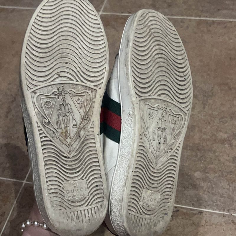 Gucci Gucci Leather Low-Top Sneakers with Embroidery 0079 Size US 5.5 / EU 38 - 4 Thumbnail