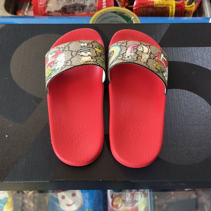 Gucci Gucci Children's Red Mushroom Print Slide Sandals 0079 Size US 11.5 / EU 44-45 - 3 Thumbnail