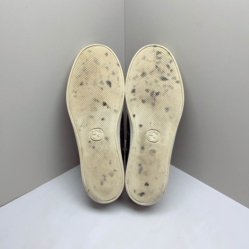 Gucci Gucci Black Leather Bee Embroidered Slip-On Sneakers 0079 Size US 9.5 / EU 42-43 - 4 Thumbnail