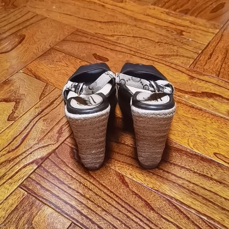 Gucci Gucci Black Wedge Heel Sandals 0079 Size US 6.5 / EU 39-40 - 3 Thumbnail
