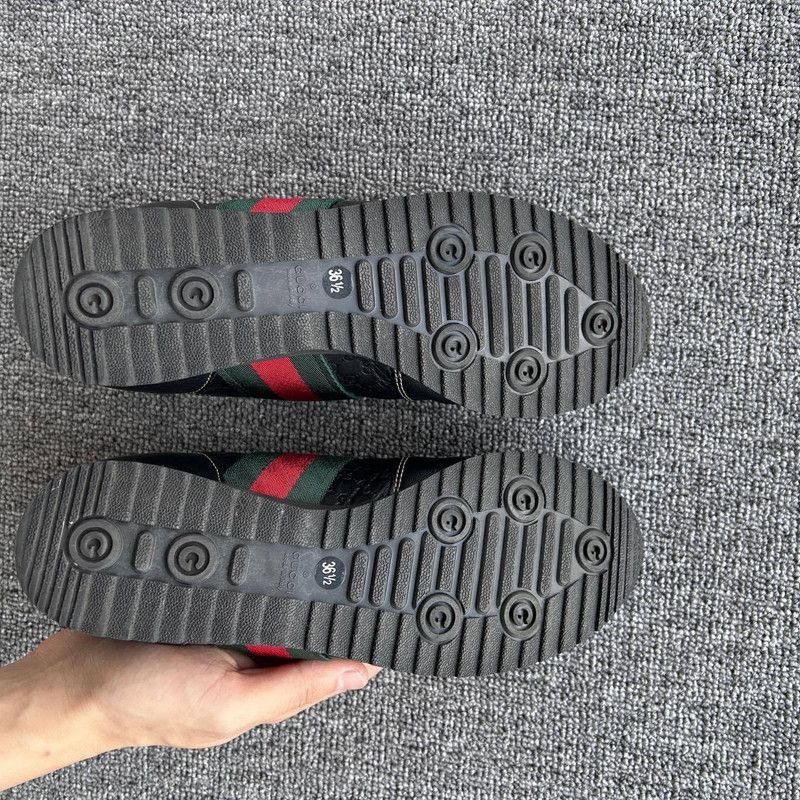 Gucci Gucci Low-Top Black Leather Casual Sneakers 0079 Size US 6.5 / EU 39-40 - 4 Thumbnail