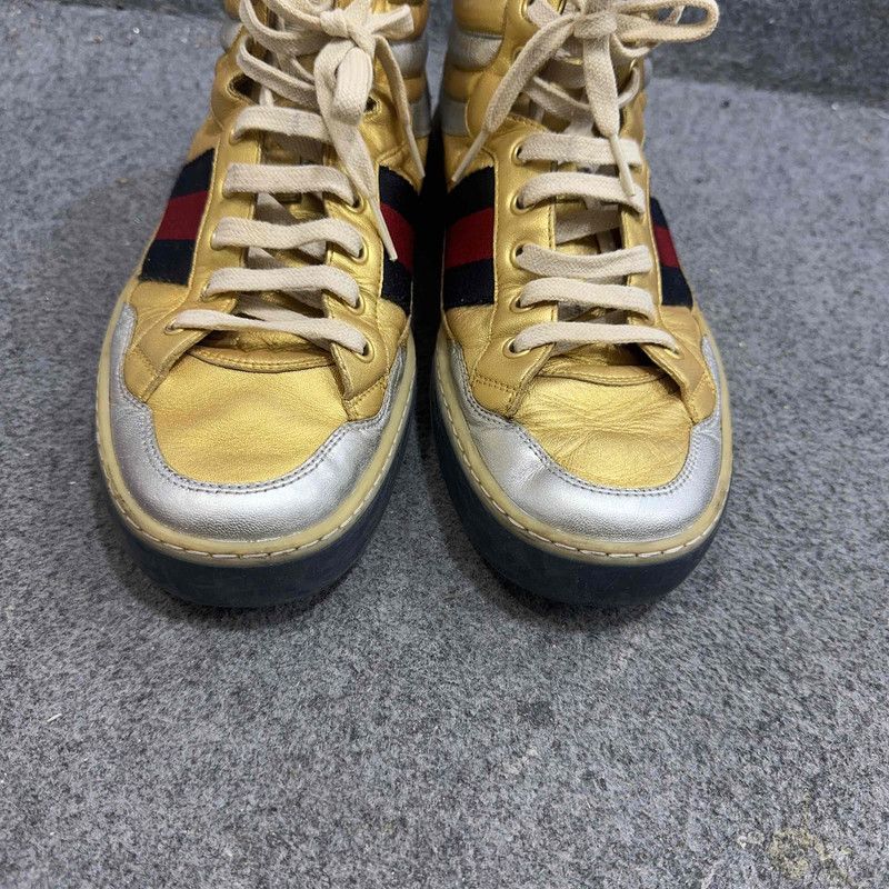 Gucci Gucci Leather High Top Sneakers in Metallic Gold 0079 Size US 8 / EU 41 - 6 Thumbnail