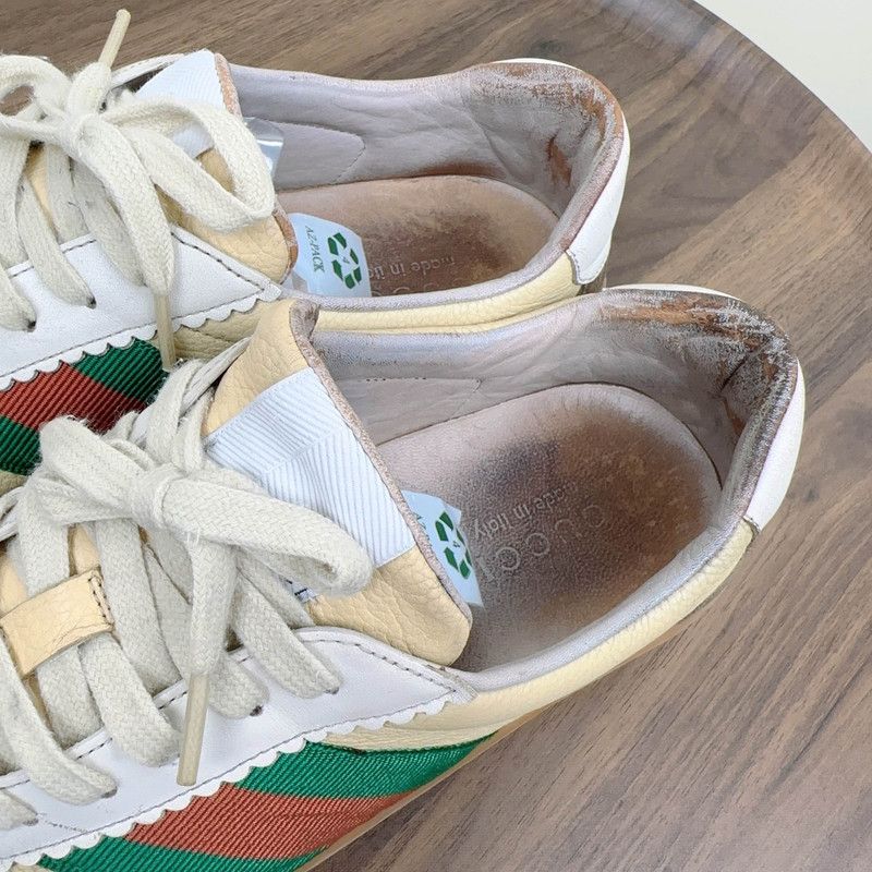 Gucci Gucci G74 Web Beige Green Low-Top Sneakers 0079 Size US 9.5 / EU 42-43 - 9 Thumbnail