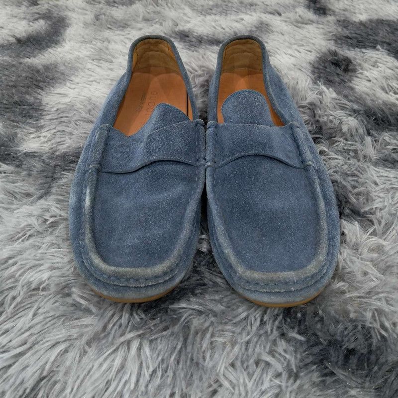 Gucci Gucci Blue Casual Leather Loafers for Men 0079 Size US 8 / EU 41 - 4 Thumbnail