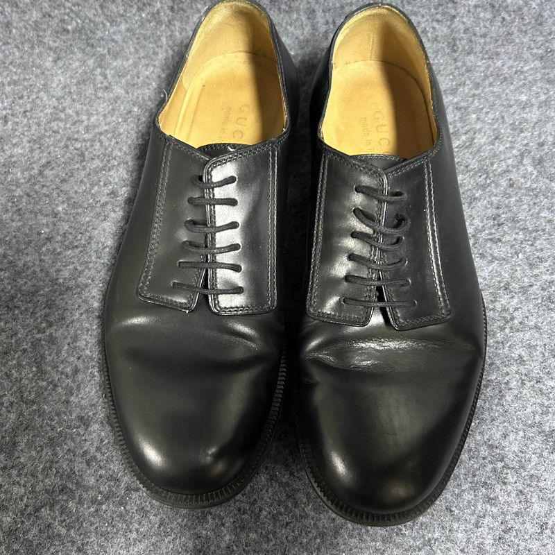 Gucci GUCCI Stylish Black Leather Dress Shoes for Men 0079 Size US 8 / EU 41 - 2 Thumbnail