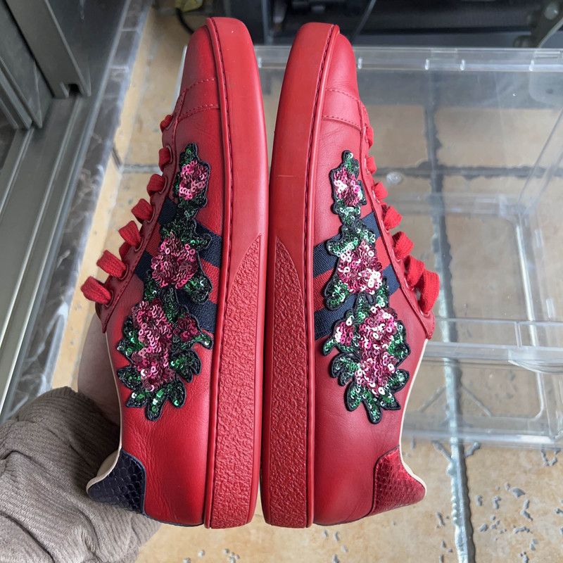Gucci Gucci Red Casual Sneakers with Floral Embroidery 0079 Size US 6.5 / EU 39-40 - 7 Thumbnail