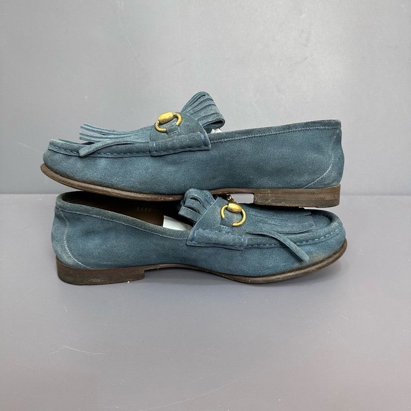 Gucci Gucci Suede Fringed Loafers in Blue 0079 Size US 8 / EU 41 - 7 Thumbnail