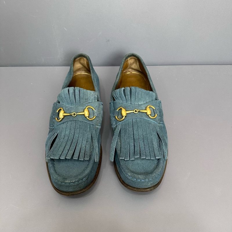 Gucci Gucci Suede Fringed Loafers in Blue 0079 Size US 8 / EU 41 - 2 Thumbnail