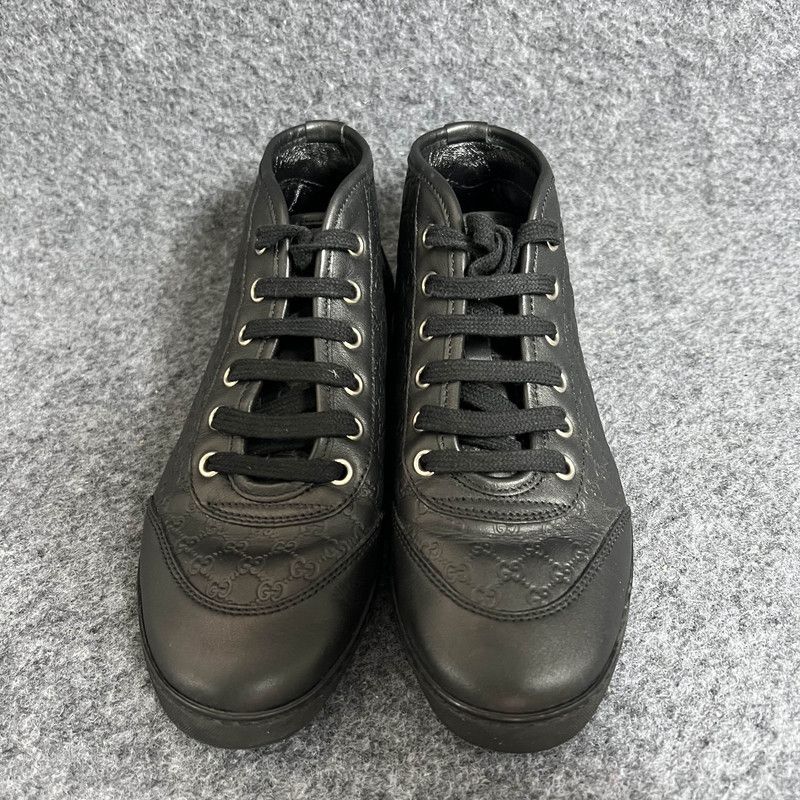 Gucci Gucci Guccissima Hi Top Sneakers in Black 0079 Size US 5.5 / EU 38 - 2 Thumbnail