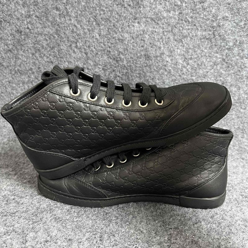 Gucci Gucci Guccissima Hi Top Sneakers in Black 0079 Size US 5.5 / EU 38 - 7 Thumbnail