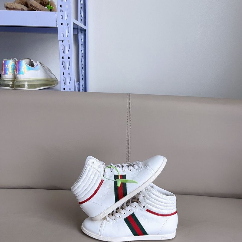 Gucci Gucci High-Top Sneakers in White 0079 Size US 5.5 / EU 38 - 6 Thumbnail