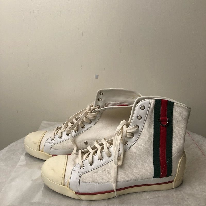 Gucci Gucci High-Top Sneakers with Red and Green Stripe 0079 Size US 8 / EU 41 - 4 Thumbnail