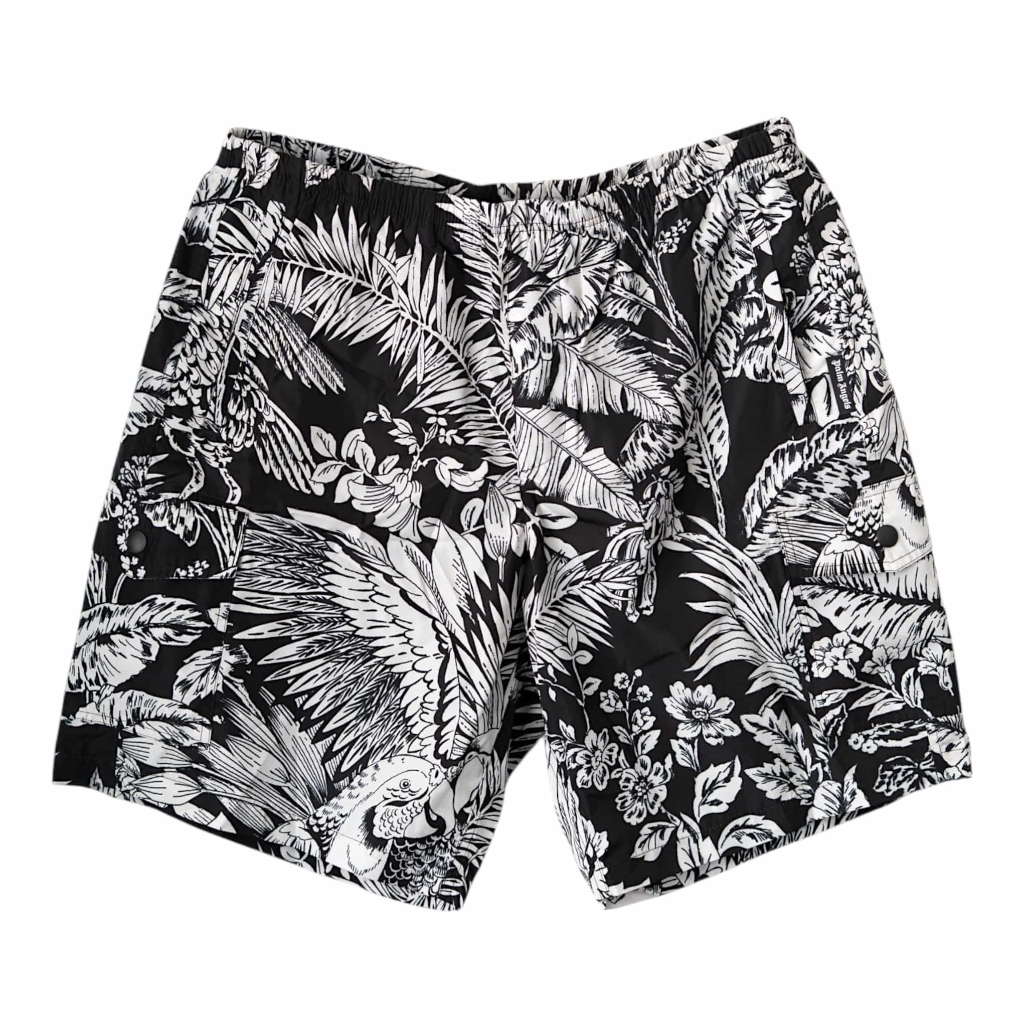 Jungle Parrot Swim Shorts Black White