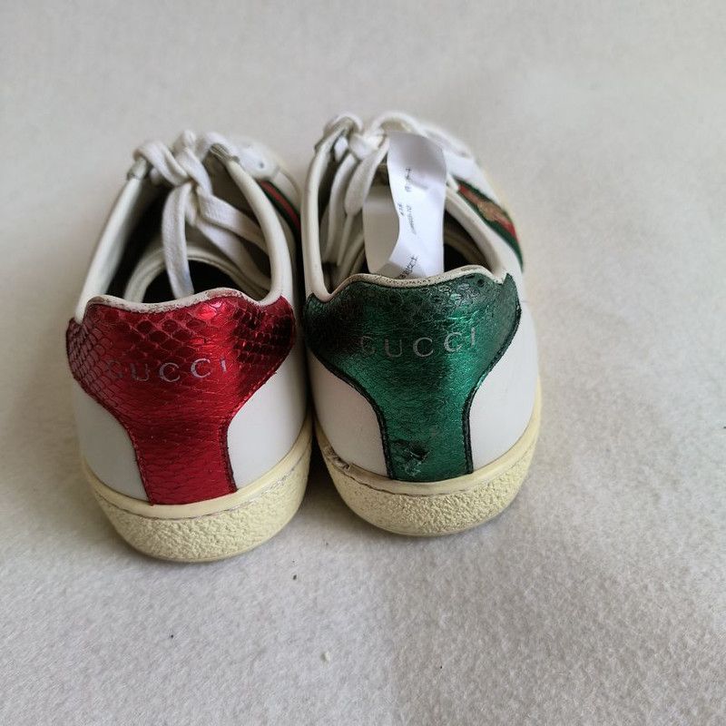 Gucci Gucci Ace Leather Sneakers with Bee Design 0079 Size US 6 / IT 36 - 3 Thumbnail