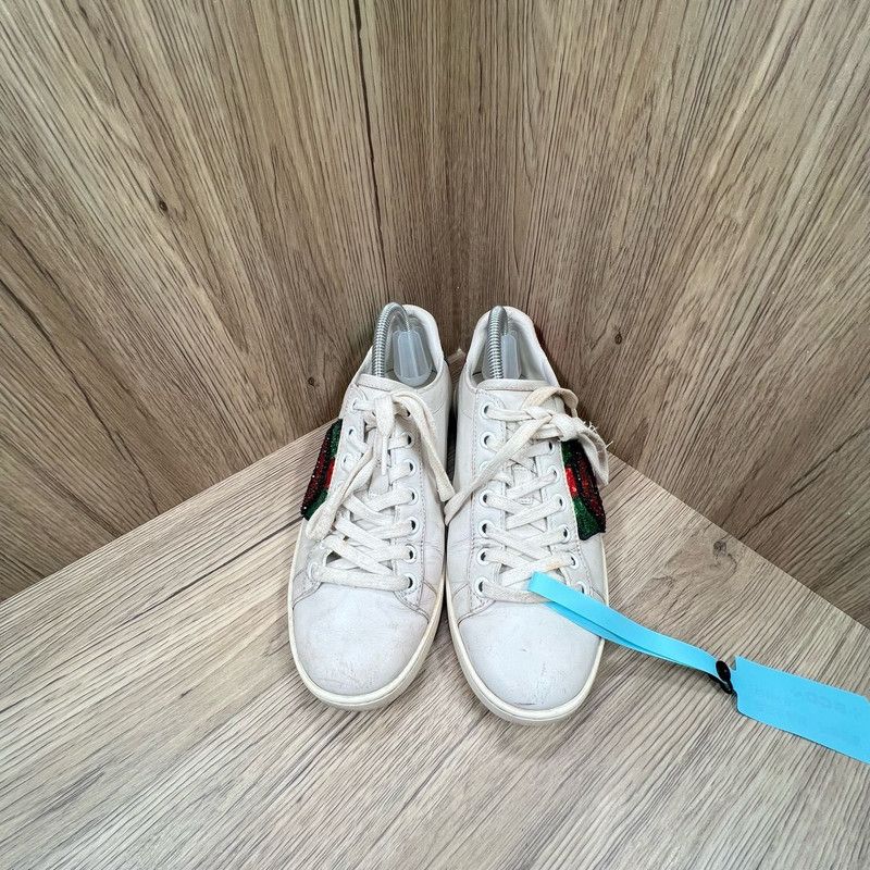 Gucci GUCCI ACE Leather Low-Top Sneakers with Red Lips 0079 Size US 4.5 / IT 34.5 - 2 Thumbnail