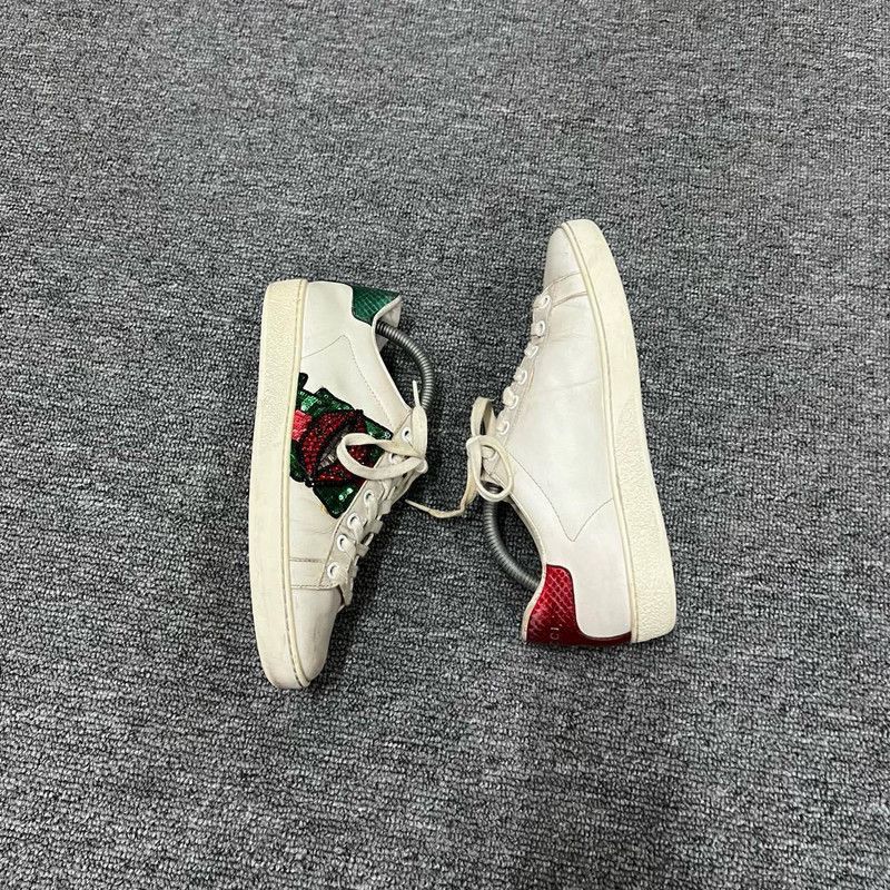 Gucci GUCCI ACE Leather Low-Top Sneakers with Red Lips 0079 Size US 4.5 / IT 34.5 - 7 Thumbnail