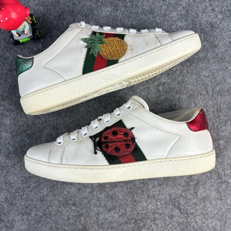Gucci Gucci Ace Leather Sneakers with Pineapple Embroidery 0079 Size US 4.5 / IT 34.5 - 6 Thumbnail