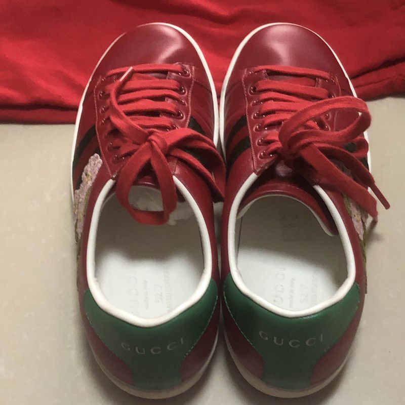 Gucci Gucci Ace Rose Embroidered Low-Top Sneakers 0079 Size US 5.5 / IT 35.5 - 3 Thumbnail