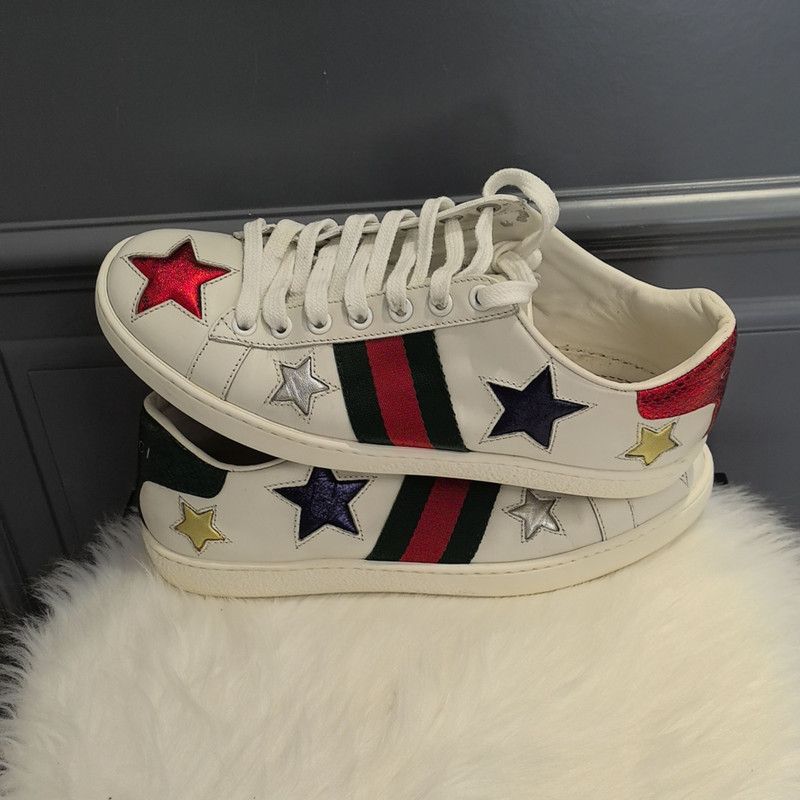Gucci Gucci Ace Leather Star Sneakers for Women 0079 Size US 6 / IT 36 - 7 Thumbnail