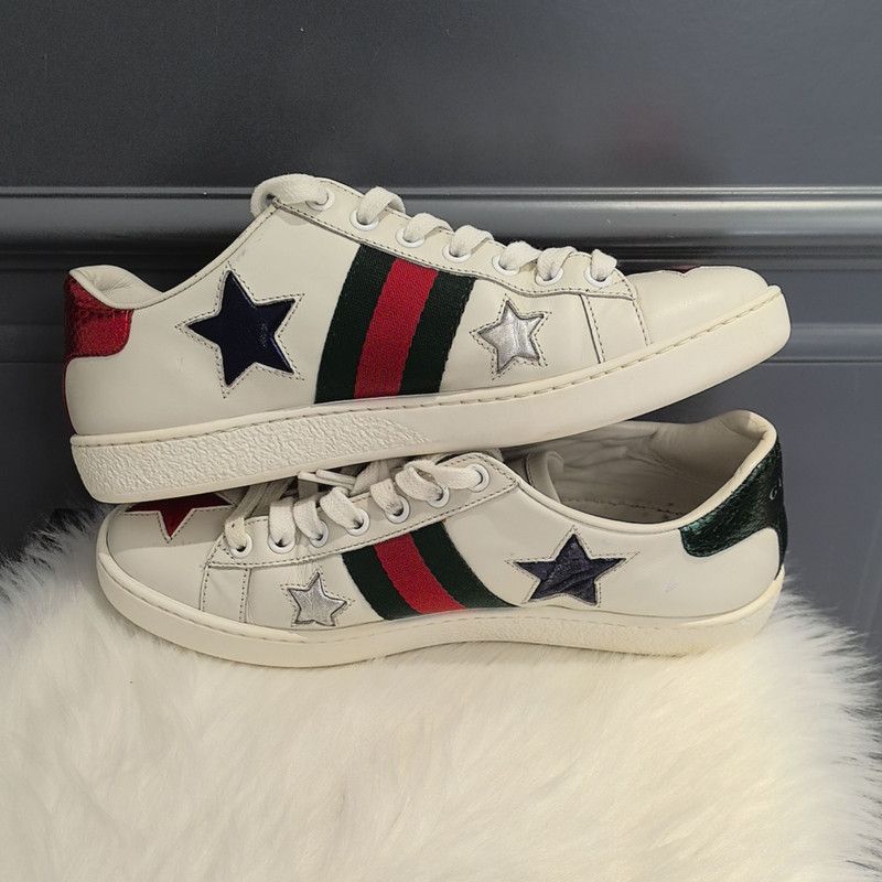 Gucci Gucci Ace Leather Star Sneakers for Women 0079 Size US 6 / IT 36 - 6 Thumbnail