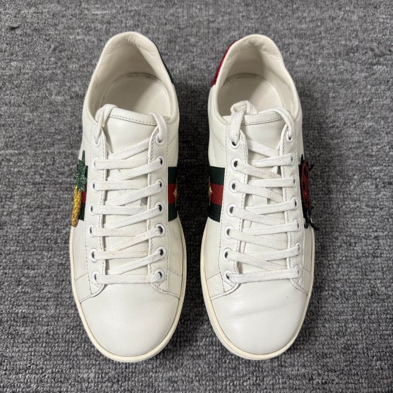 Gucci Gucci Ace Leather Sneakers with Pineapple Embroidery 0079 Size US 6 / IT 36 - 2 Thumbnail