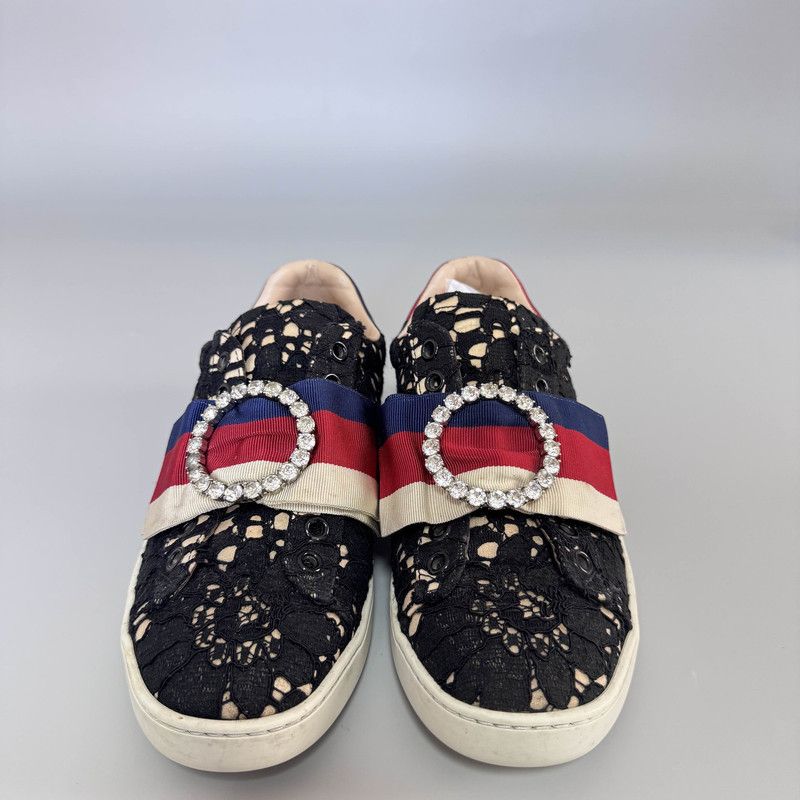 Gucci Gucci Lace-Trimmed Ace Low-Top Fashion Sneakers 0079 Size US 5 / IT 35 - 2 Thumbnail