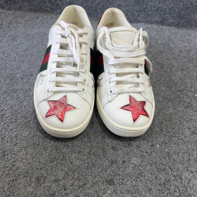 Gucci Gucci Ace Leather Star Sneakers for Women 0079 Size US 5 / IT 35 - 6 Thumbnail