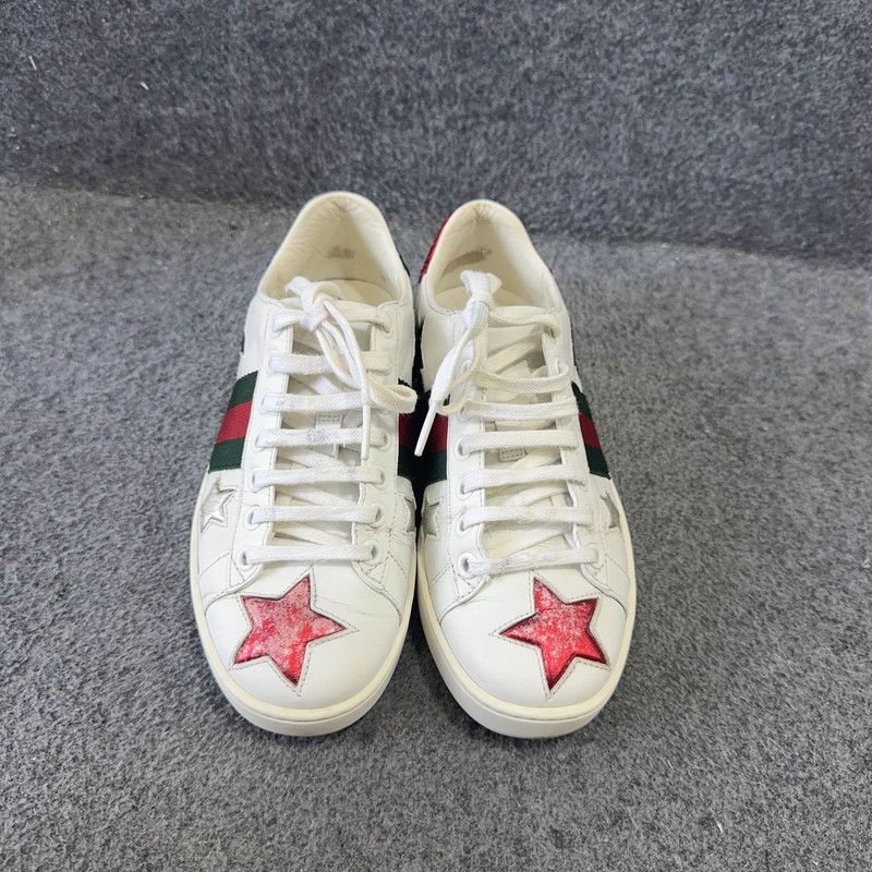 Gucci Gucci Ace Leather Star Sneakers for Women 0079 Size US 5 / IT 35 - 2 Thumbnail