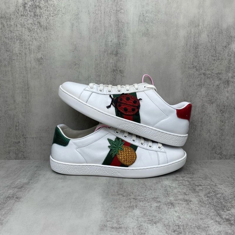 Gucci Gucci Ace Leather Ladybug White Sneakers 0079 Size US 4.5 / IT 34.5 - 2 Thumbnail